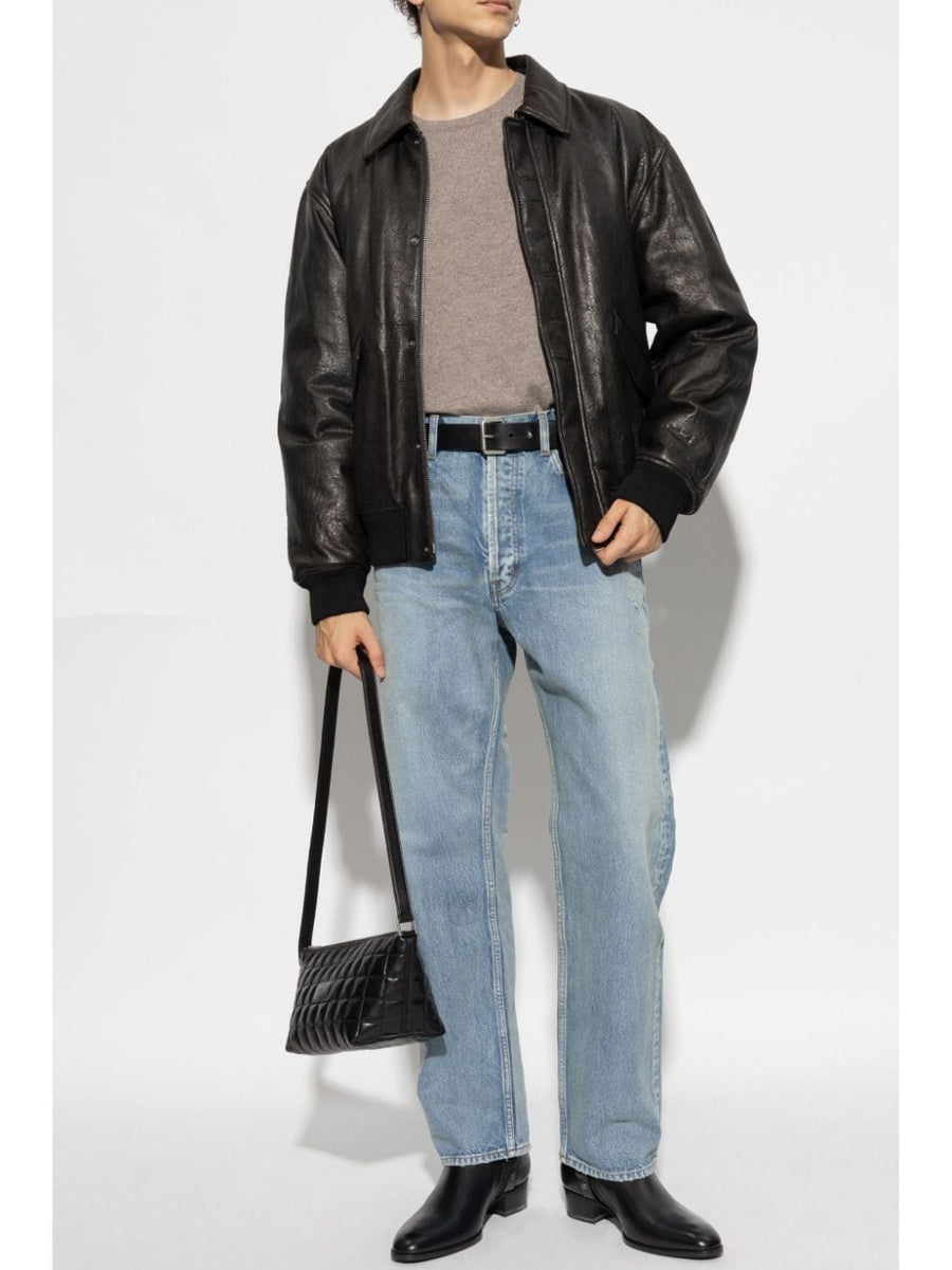 Saint Laurent Cashmere Sweater For Men With Mélange Knit And Cassandre Embroidery