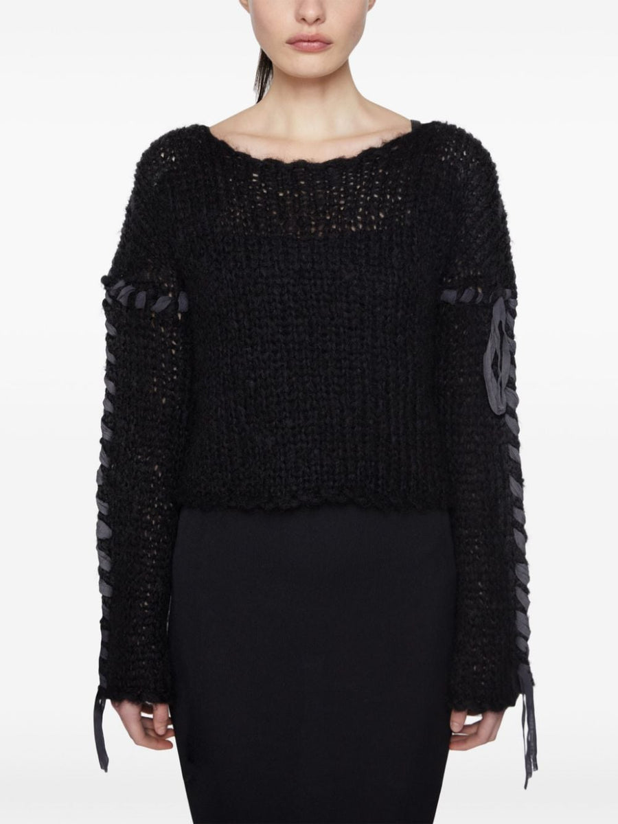 Acne Studios Conscious Criteria Wool Blend Crewneck Sweater For Women With Relaxed Drop Shoulder Fit