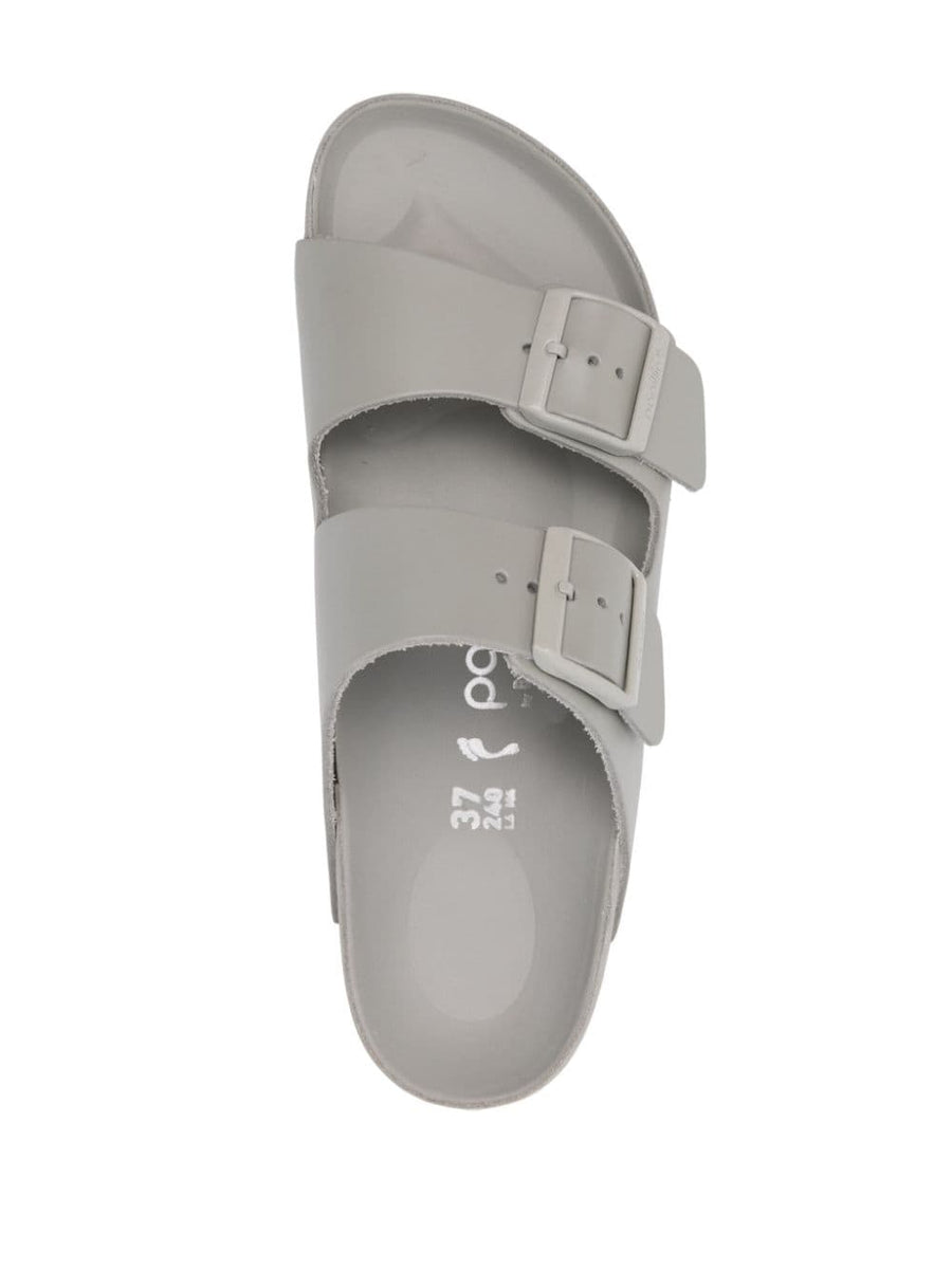 Birkenstock Arizona Platform Sandals For Women With Moulded Footbed Grey Calf Leather Two Straps