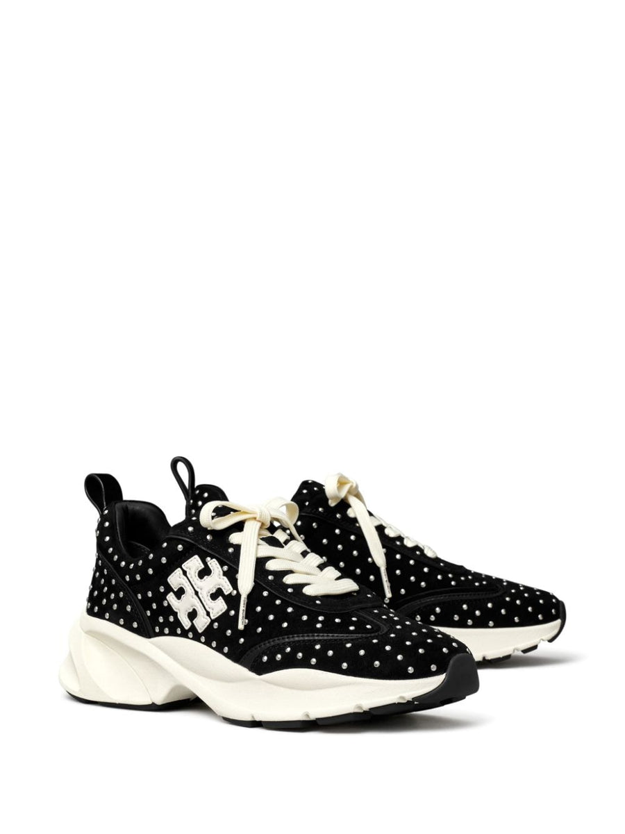 Tory Burch Good Luck Studded Sneakers For Women Luxury Leather And Suede With Comfort