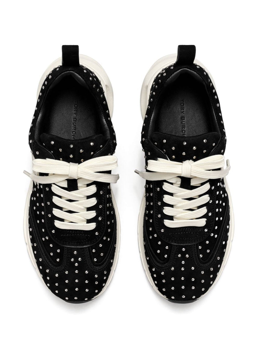Tory Burch Good Luck Studded Sneakers For Women Luxury Leather And Suede With Comfort