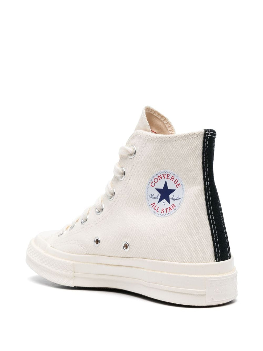 CDG Play Chuck 70 Sneakers Cream Beige Premium Panelled Canvas Unisex By Comme Des Garçons Play x Converse