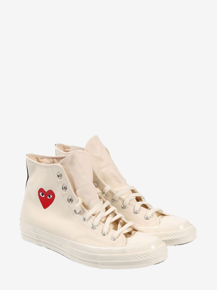 CDG Converse Chuck Taylor All Star 70 Hi Iconic Collaboration By Comme Des Garcons For Men Beige Canvas