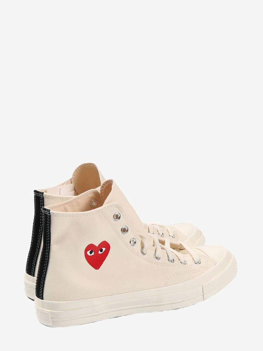 CDG Converse Chuck Taylor All Star 70 Hi Iconic Collaboration By Comme Des Garcons For Men Beige Canvas