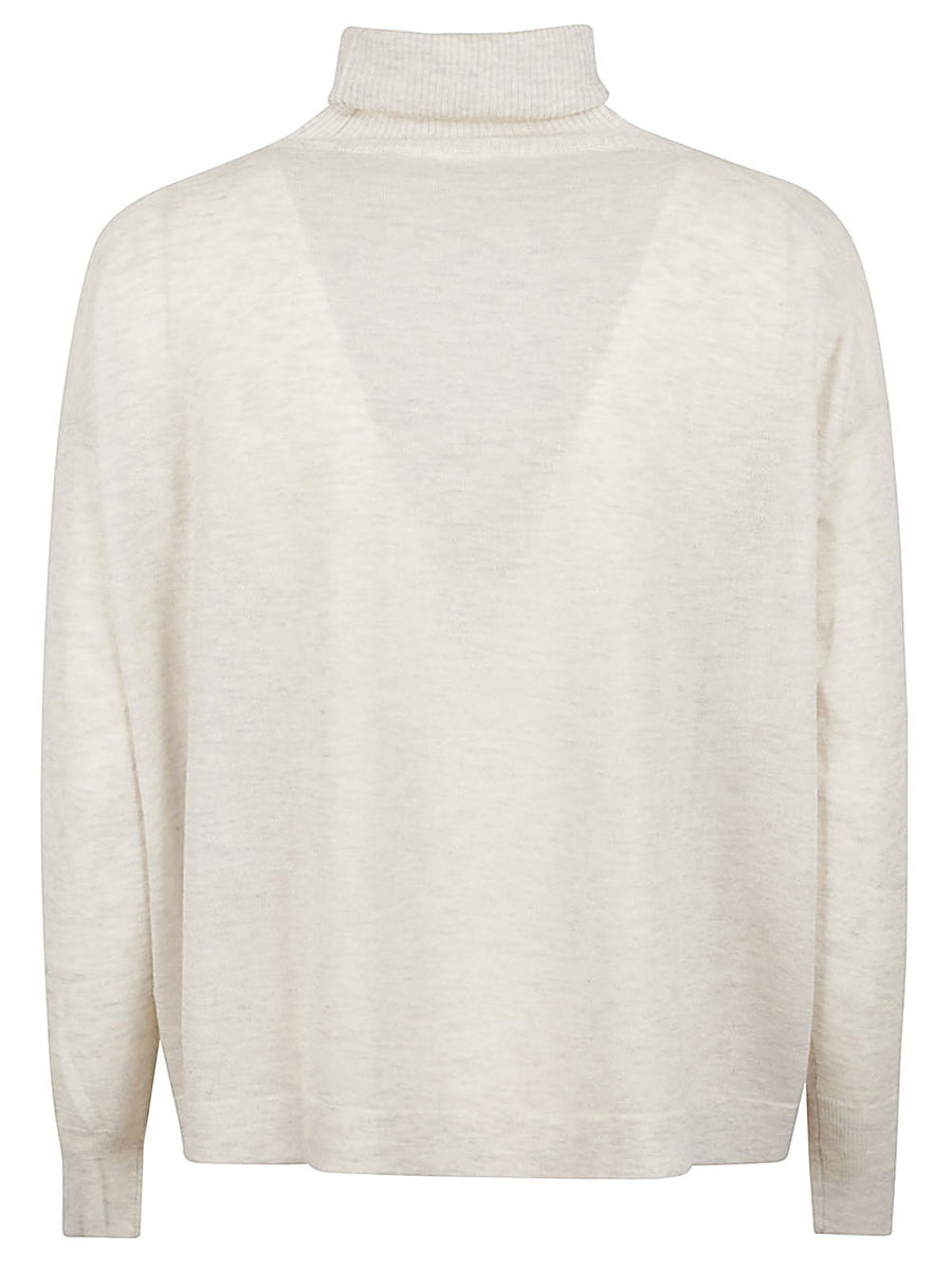 Ct Plage Cashmere High Neck Sweater For Women Grey Turtleneck With Flared Silhouette