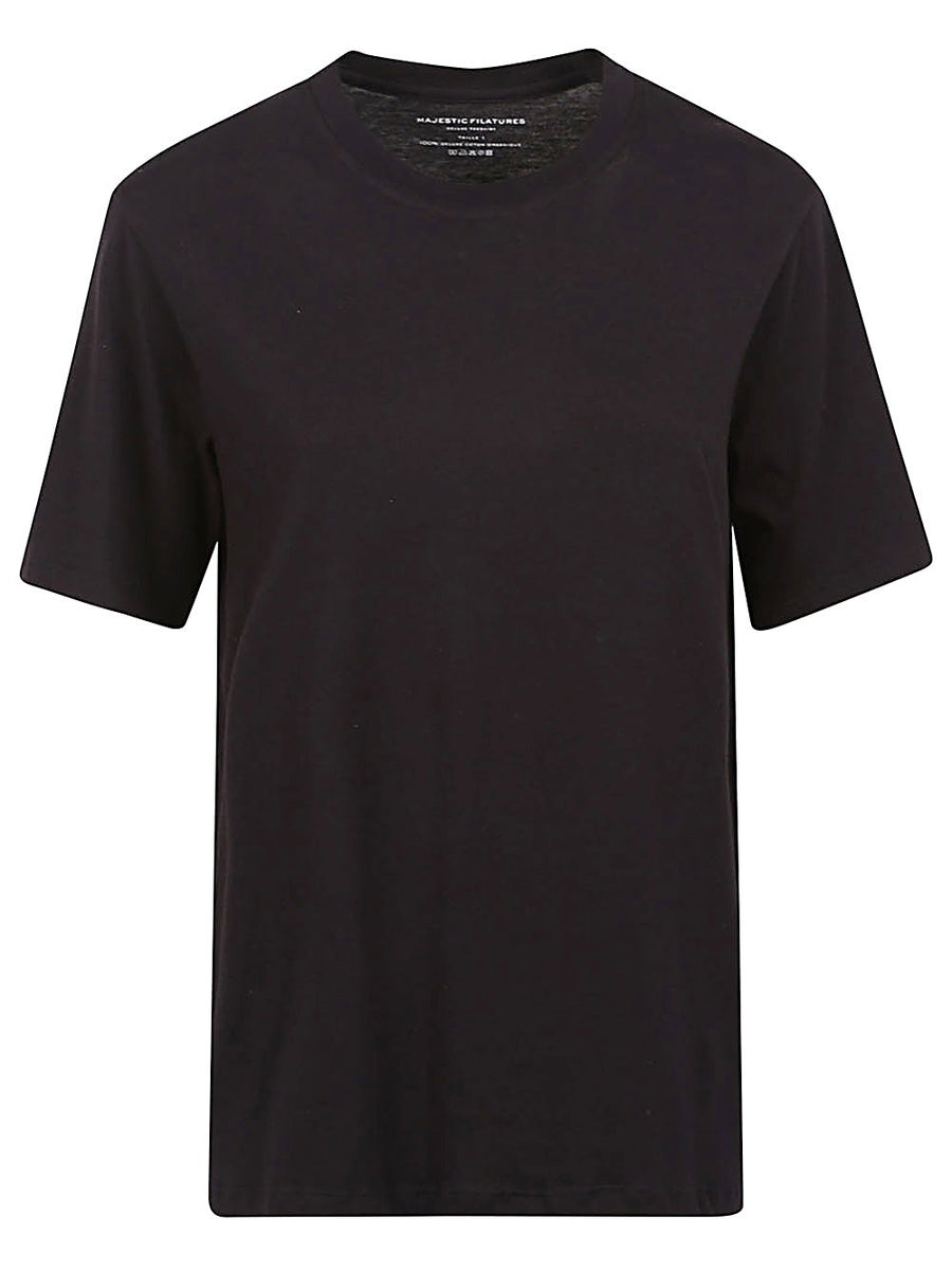 Majestic Cotton Crewneck Top For Women In Blue 100 Percent Cotton Everyday Essential Wardrobe Staple
