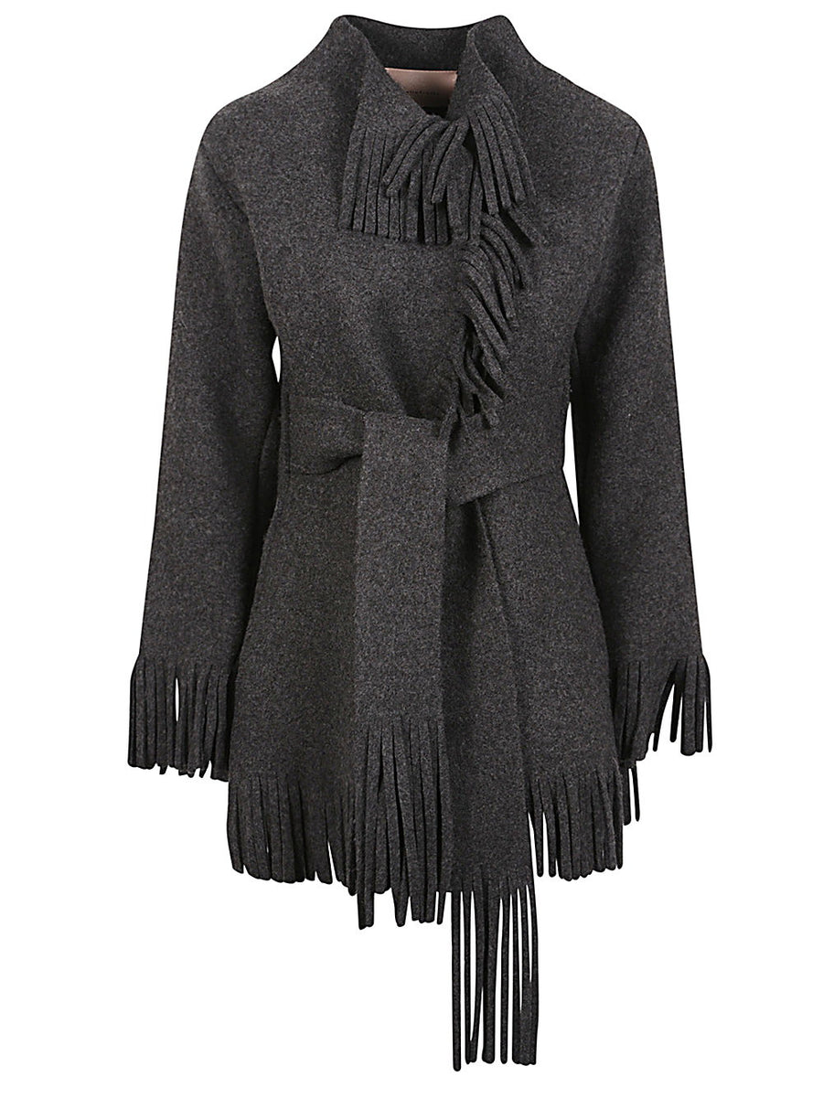 Malin Franke Wool Cashmere Jacket For Women Refined Warmth With Fringe Detailing Quiet Luxury