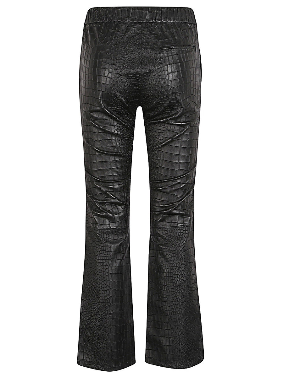 Enes Leather Trousers for Women Python Pattern Black Lamb Nappa Stretch Comfort Day to Night
