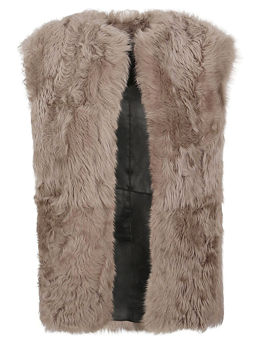 Enes Sleeveless Fur Coat For Women Lux City Layering Closure Free Silhouette For Everyday Luxe Style