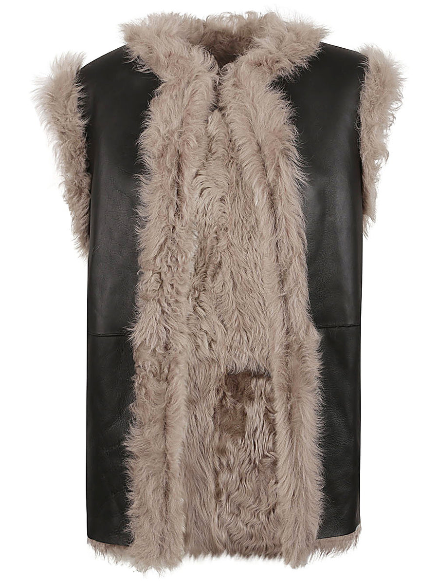 Enes Sleeveless Fur Coat For Women Lux City Layering Closure Free Silhouette For Everyday Luxe Style