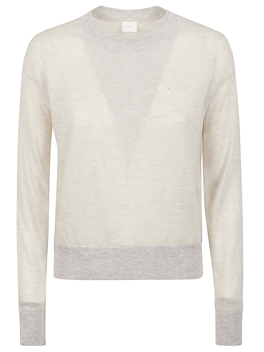 Ct Plage Grey Cashmere Silk Crewneck Sweater For Women Premium Luxe Everyday Knitwear