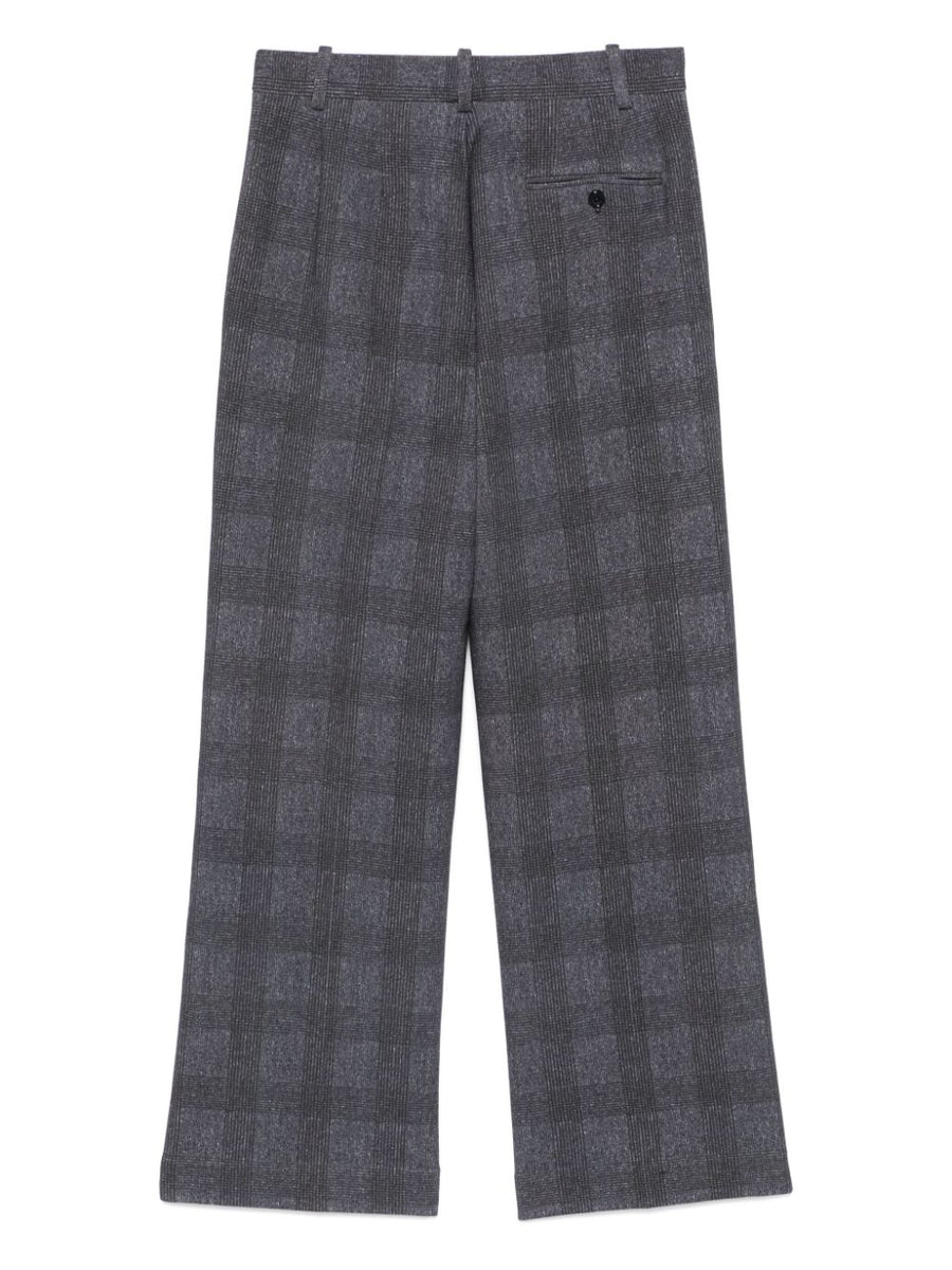 Circolo 1901 Cotton Trousers For Women With Blue Grey Check Jersey Texture And All Day Comfort