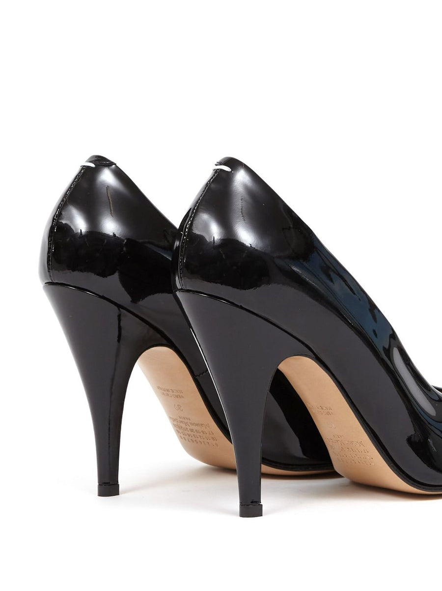 Maison Margiela Tabi Pumps 110mm Cone Heel Black Patent Leather For Women Quiet Luxury