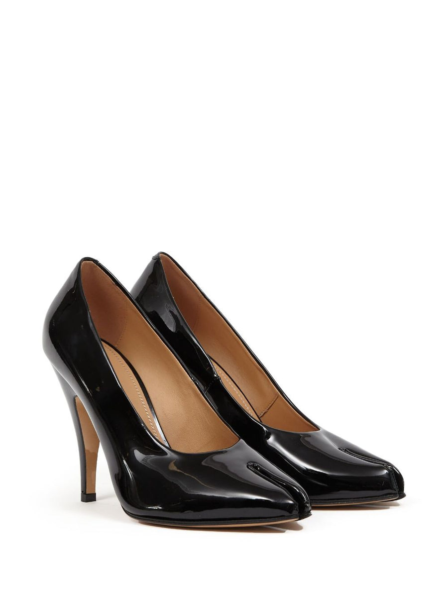 Maison Margiela Tabi Pumps 110mm Cone Heel Black Patent Leather For Women Quiet Luxury