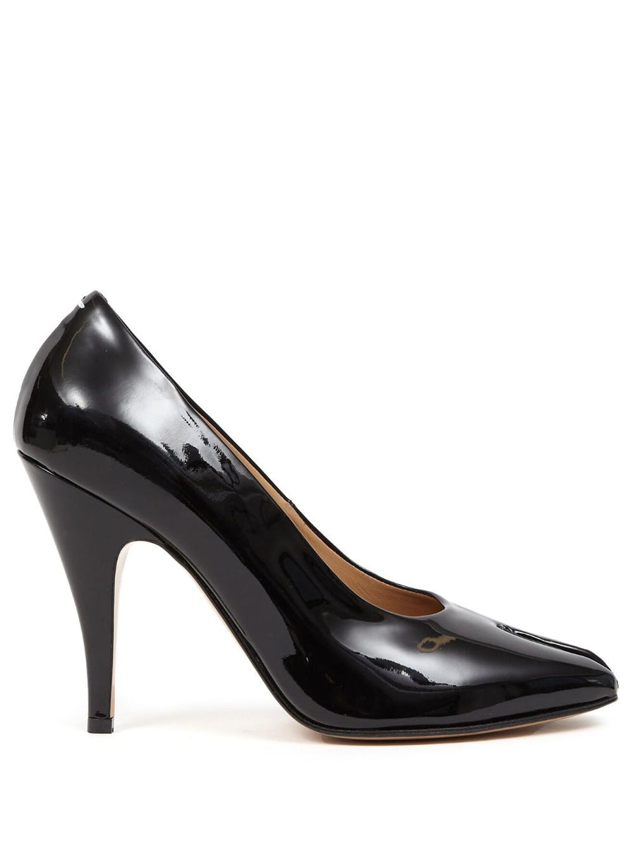 Maison Margiela Tabi Pumps 110mm Cone Heel Black Patent Leather For Women Quiet Luxury