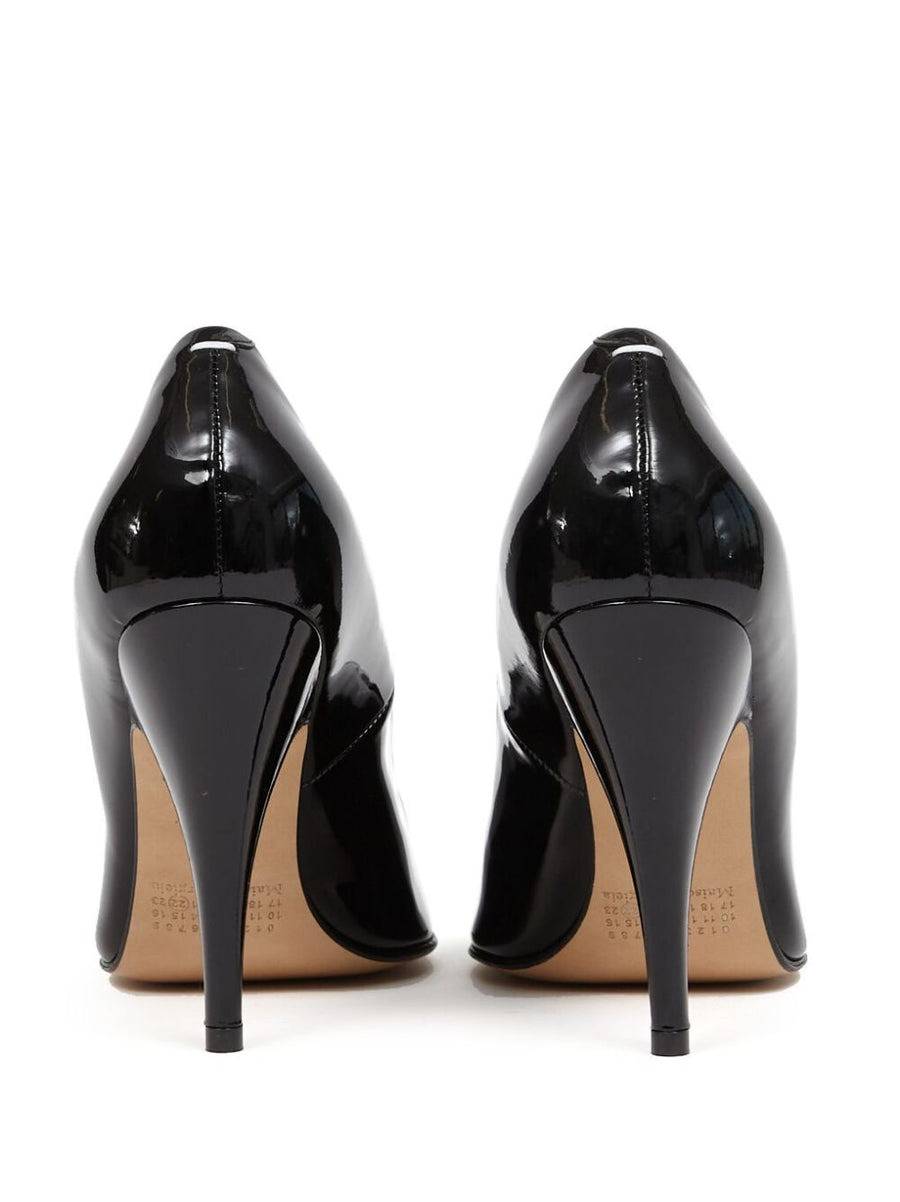 Maison Margiela Tabi Pumps 110mm Cone Heel Black Patent Leather For Women Quiet Luxury