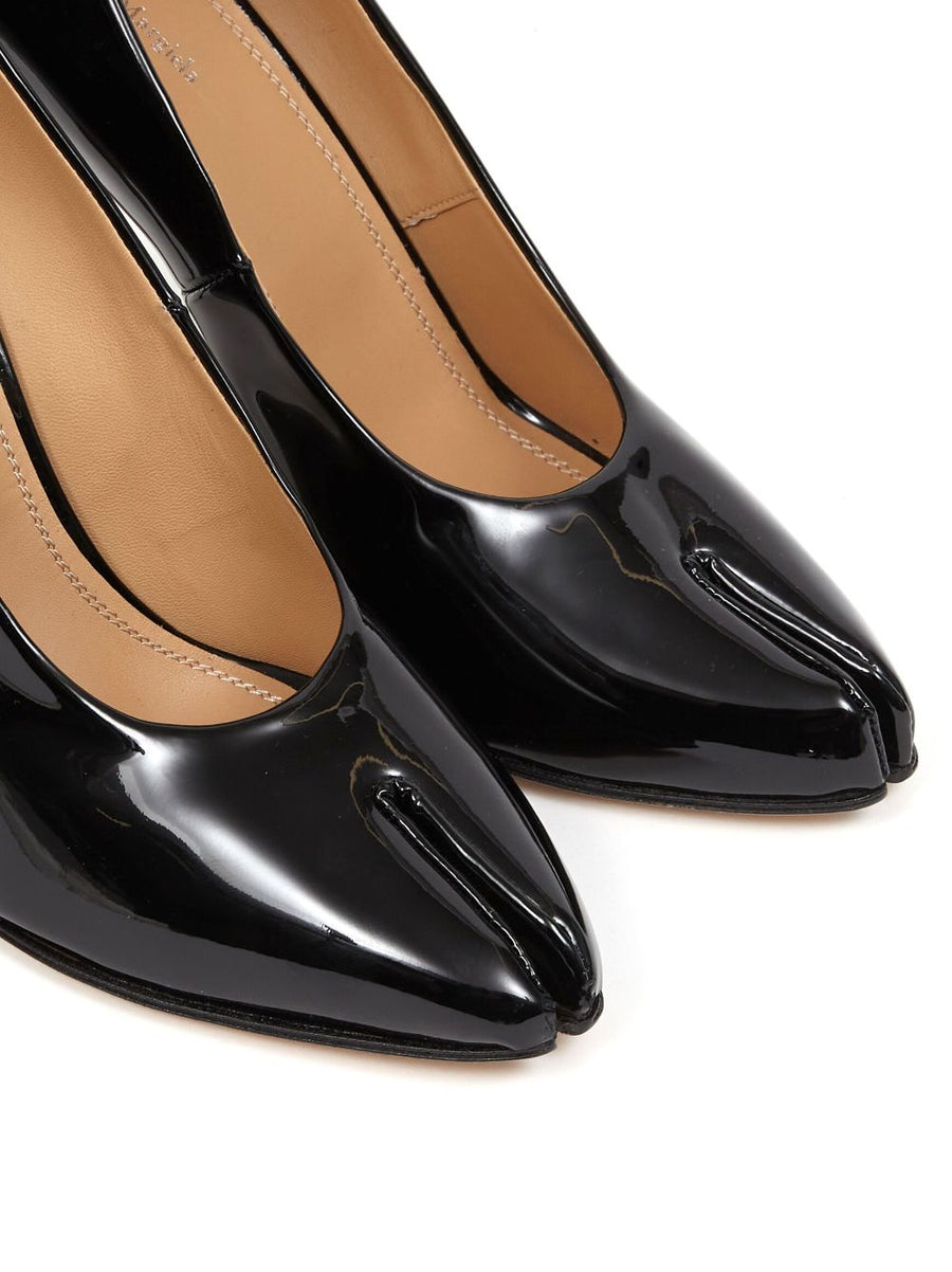 Maison Margiela Tabi Pumps 110mm Cone Heel Black Patent Leather For Women Quiet Luxury