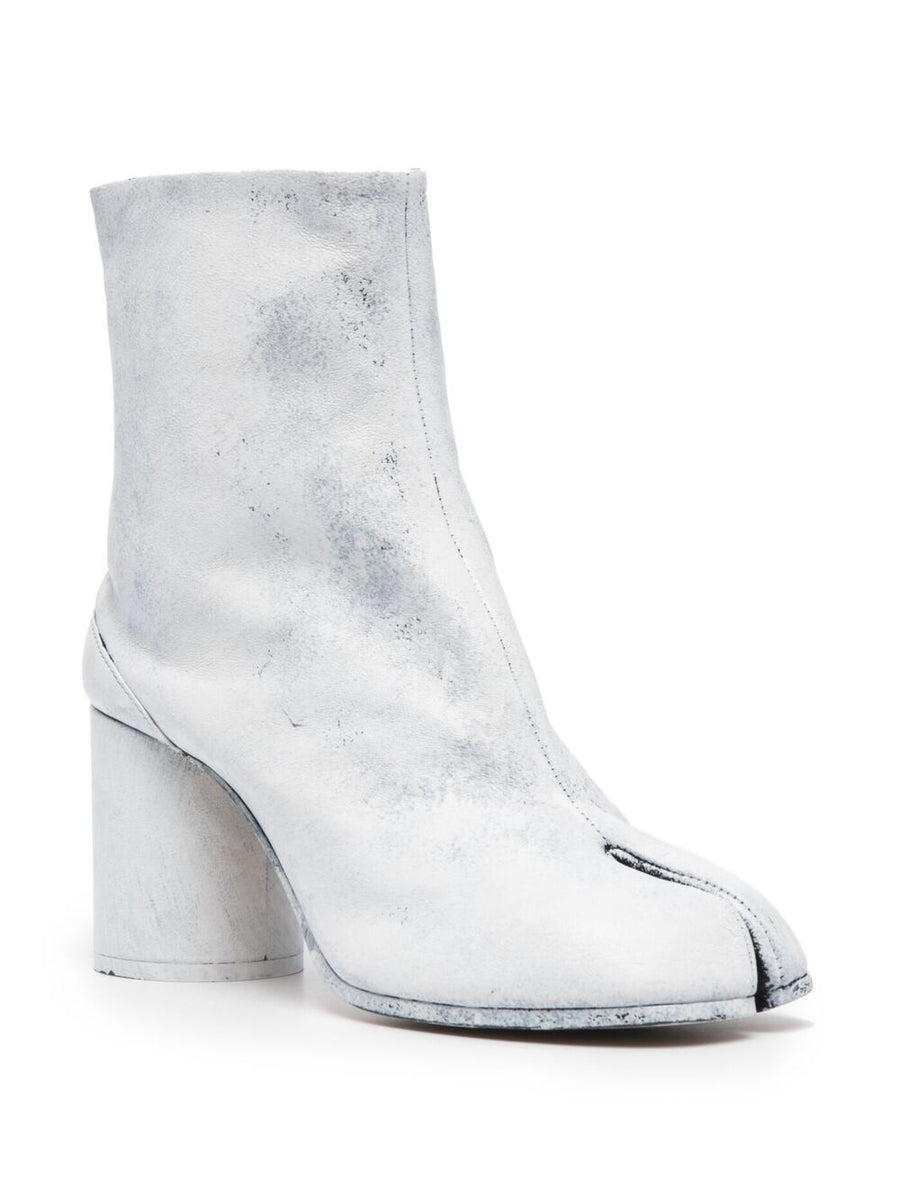 Tabi Ankle Boots Maison Margiela For Women With 3 Inch Block Heel Luxurious White Lambskin