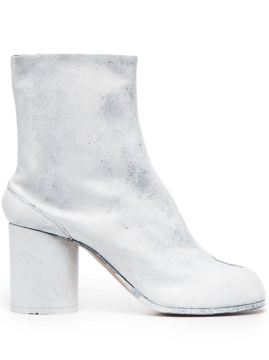 Tabi Ankle Boots Maison Margiela For Women With 3 Inch Block Heel Luxurious White Lambskin