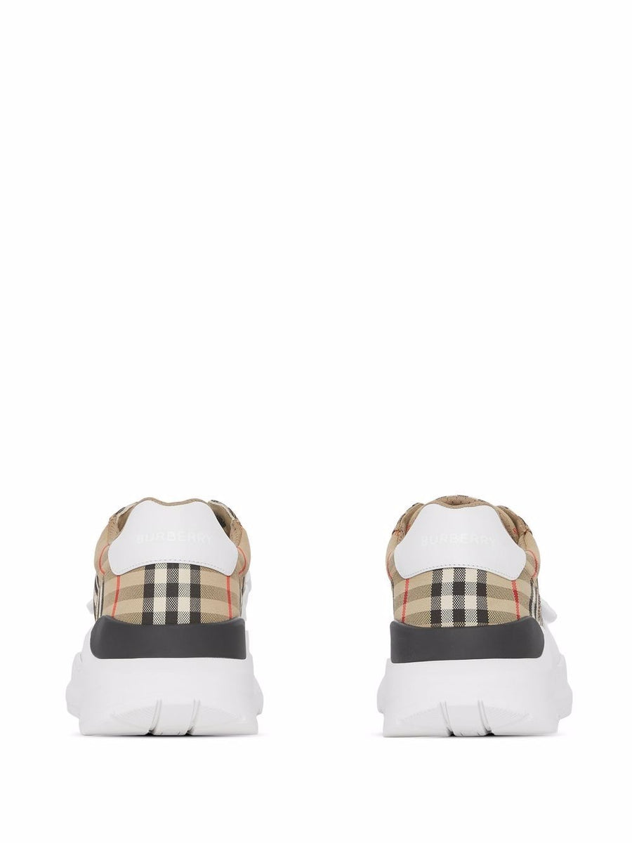 Burberry Regis Low Top Sneakers For Women Archive Beige Vintage Check Organic Cotton Signature Detailing All Day Comfort