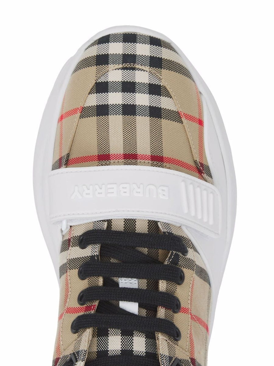 Burberry Regis Low Top Sneakers For Women Archive Beige Vintage Check Organic Cotton Signature Detailing All Day Comfort