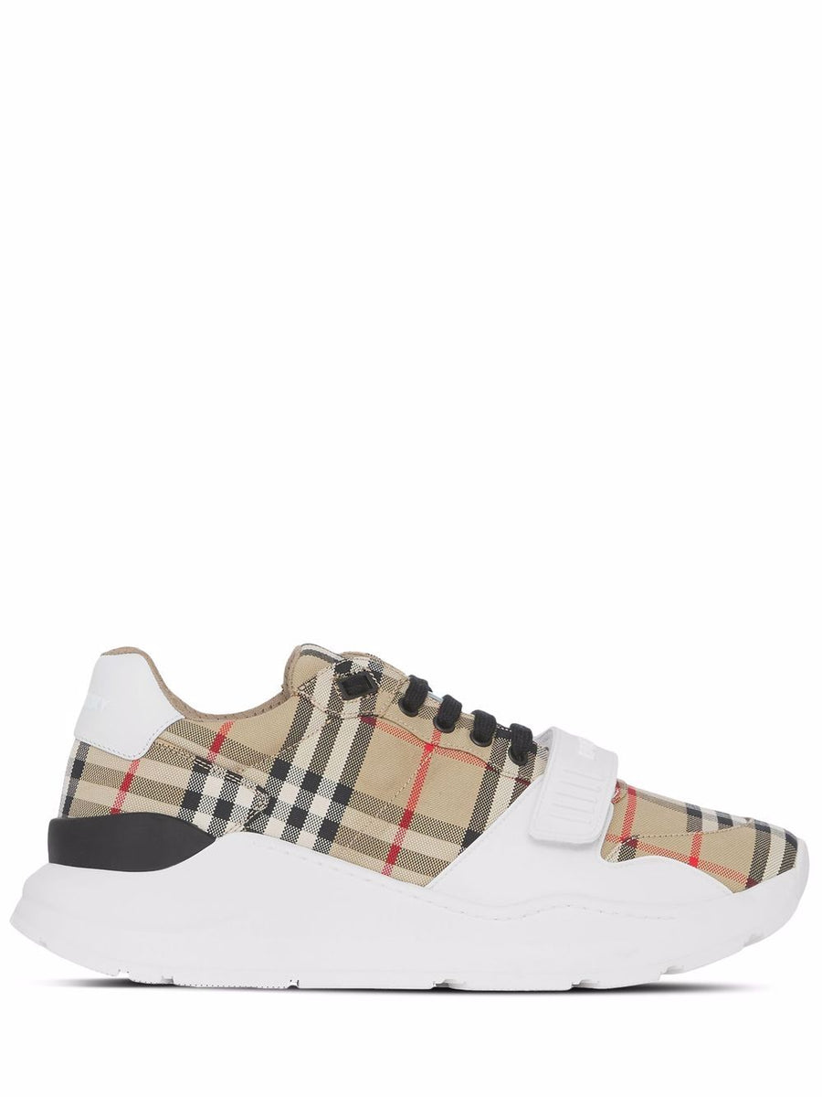 Burberry Regis Low Top Sneakers For Women Archive Beige Vintage Check Organic Cotton Signature Detailing All Day Comfort