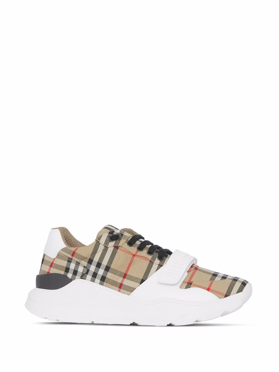 Burberry Regis Low Top Sneakers For Women Archive Beige Vintage Check Organic Cotton Signature Detailing All Day Comfort