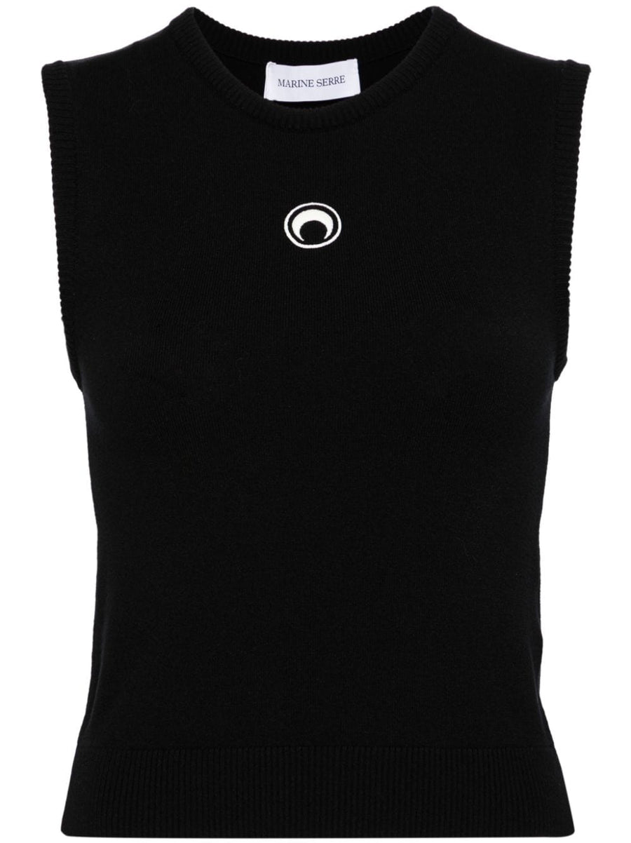 Marine Serre Crescent Moon Embroidered Tank Top for Women Signature Moon Motif Luxurious Sleeveless Top