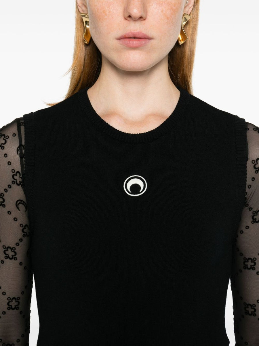 Marine Serre Crescent Moon Embroidered Tank Top for Women Signature Moon Motif Luxurious Sleeveless Top
