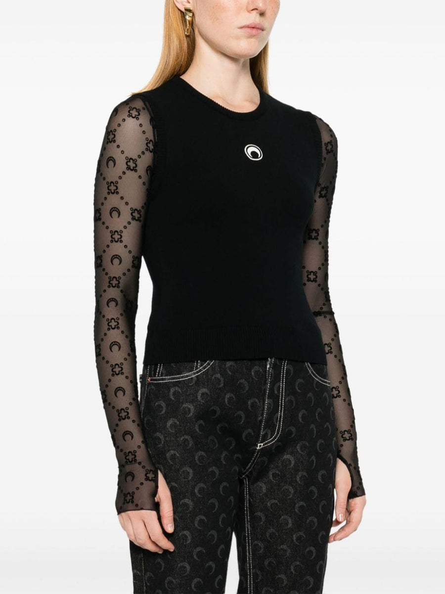 Marine Serre Crescent Moon Embroidered Tank Top for Women Signature Moon Motif Luxurious Sleeveless Top