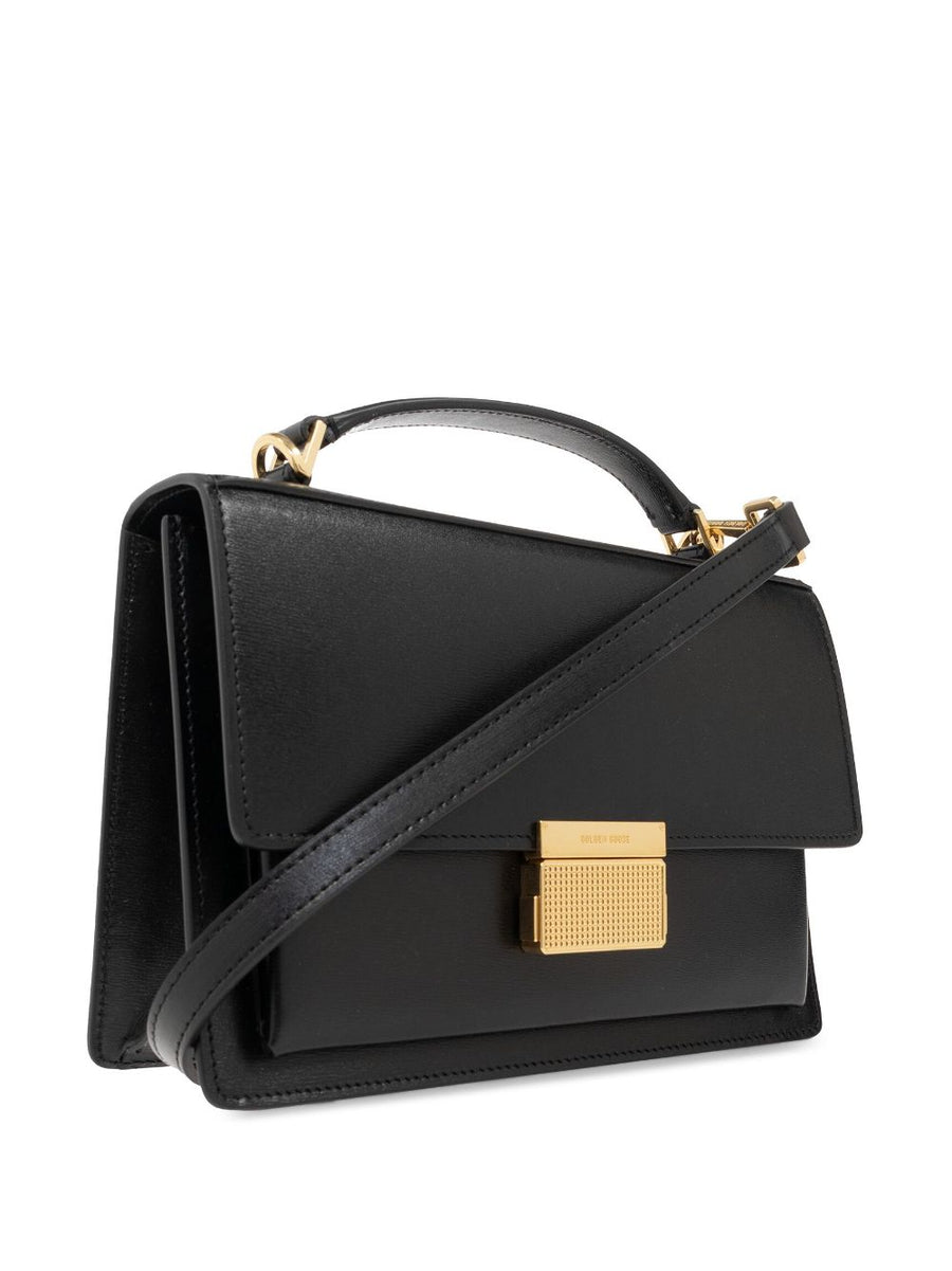 Golden Goose Venezia Leather Shoulder Bag Luxurious Compact Black Calf Leather With Detachable Strap For Women