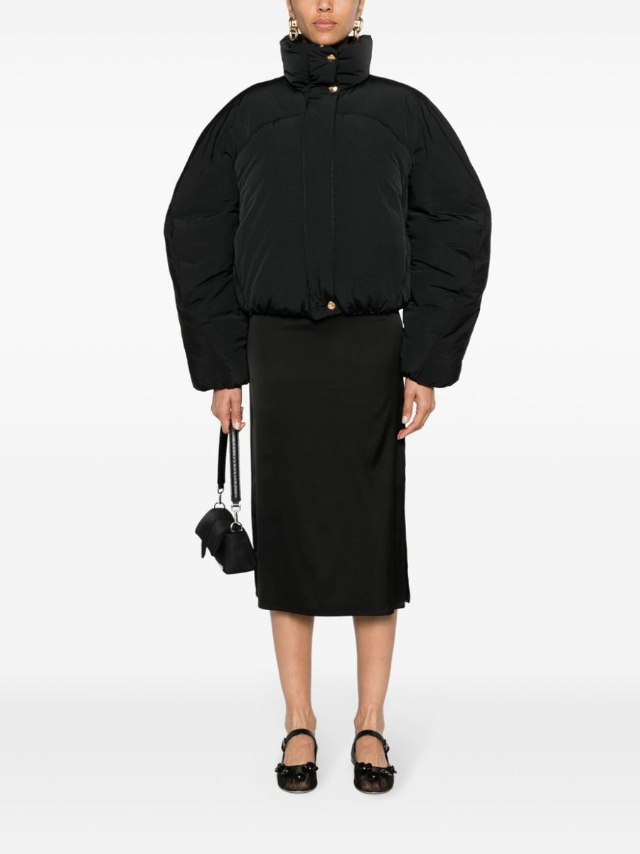 Jacquemus La Doudoune Courte Caraco Cropped Down Jacket For Women Crinkled Black Luxury Warmth And City Style