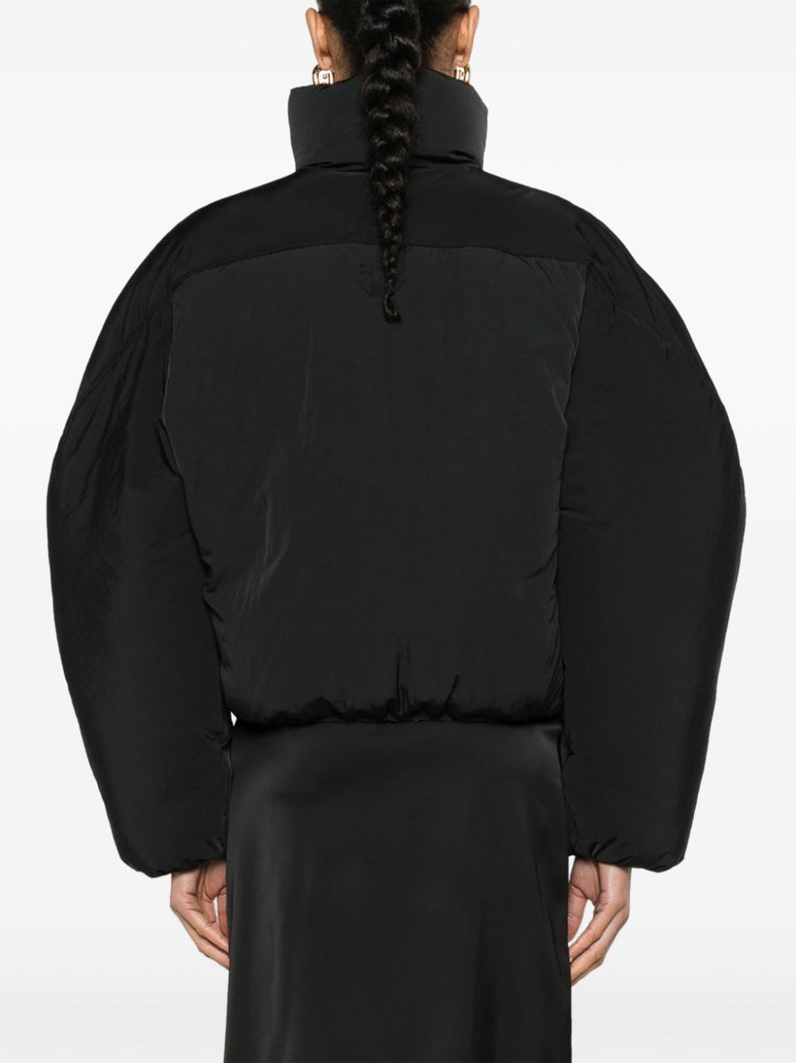 Jacquemus La Doudoune Courte Caraco Cropped Down Jacket For Women Crinkled Black Luxury Warmth And City Style