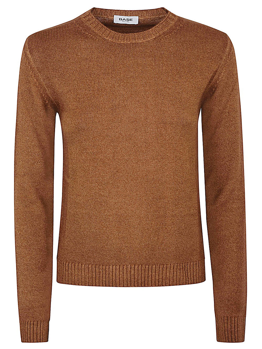 Base Brown Wirgin Wool Crewneck Jumper For Women Premium Wool Blend Cozy Warmth Versatile Fall Winter