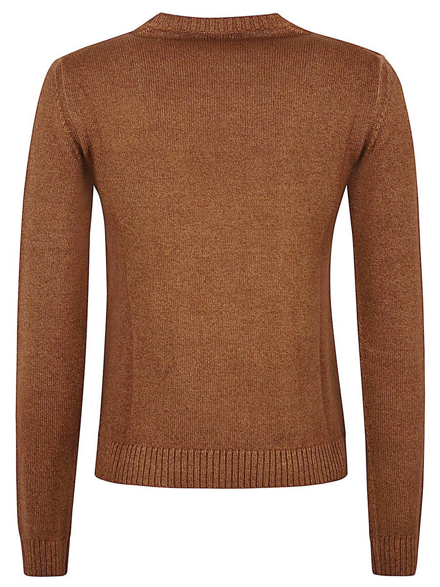 Base Brown Wirgin Wool Crewneck Jumper For Women Premium Wool Blend Cozy Warmth Versatile Fall Winter