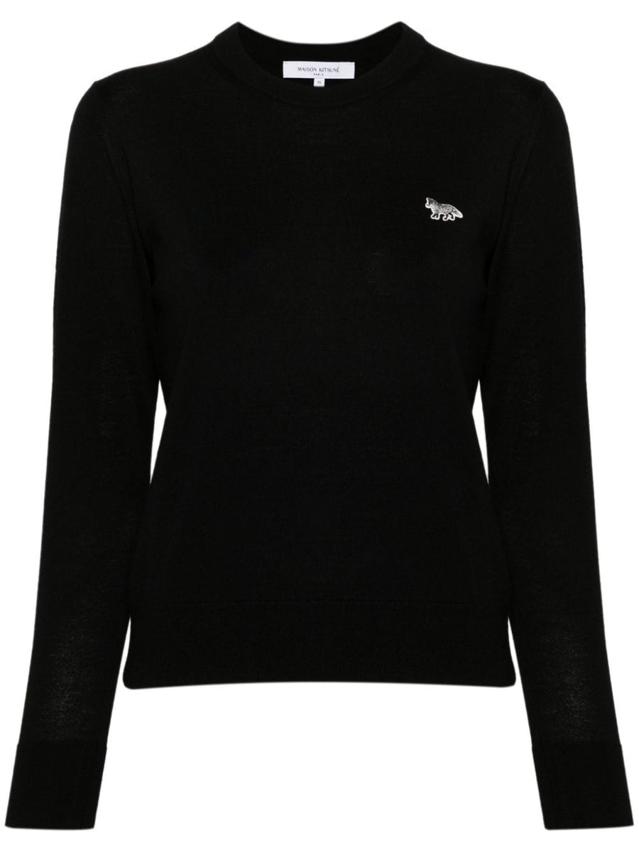 Maison Kitsuné Baby Fox Patch Wool Sweater For Women With Embroidered Patch And Premium Knit Crew Neck