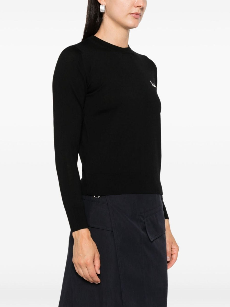 Maison Kitsuné Baby Fox Patch Wool Sweater For Women With Embroidered Patch And Premium Knit Crew Neck