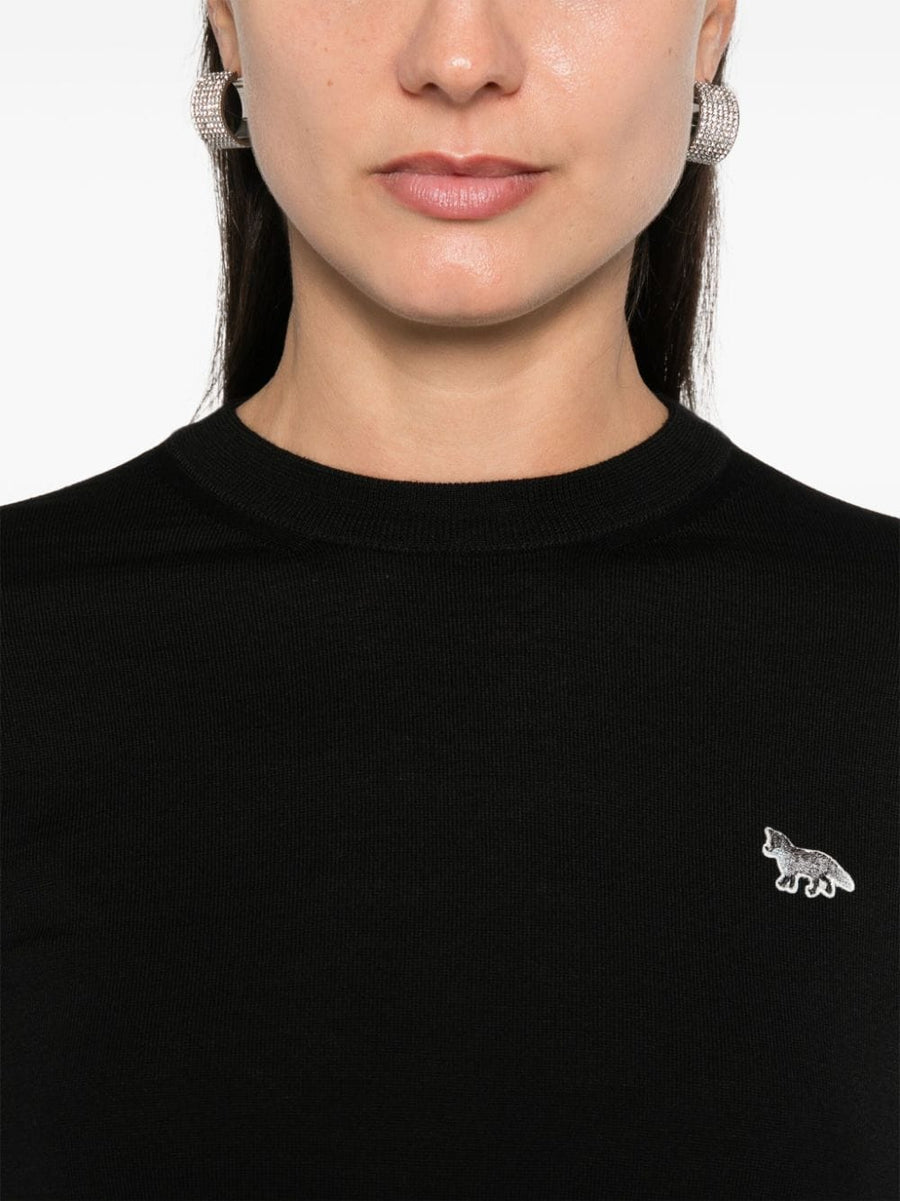 Maison Kitsuné Baby Fox Patch Wool Sweater For Women With Embroidered Patch And Premium Knit Crew Neck