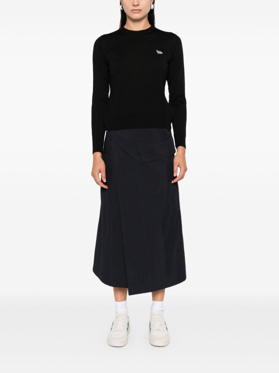 Maison Kitsuné Baby Fox Patch Wool Sweater For Women With Embroidered Patch And Premium Knit Crew Neck