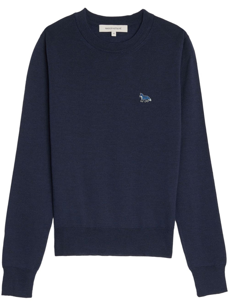 Maison Kitsuné Merino Wool Jumper For Women With Signature Fox Patch Luxurious Soft Knitwear