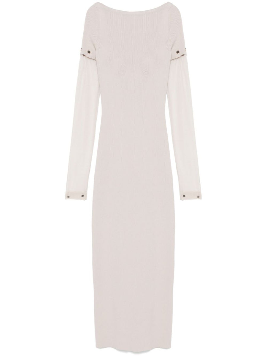Sportmax Grey Pre Knitted Long Dress With Detachable Sleeves For Women Versatile Day To Night Workwear