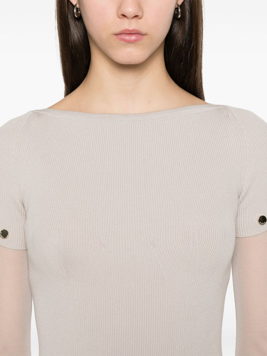 Sportmax Grey Pre Knitted Long Dress With Detachable Sleeves For Women Versatile Day To Night Workwear