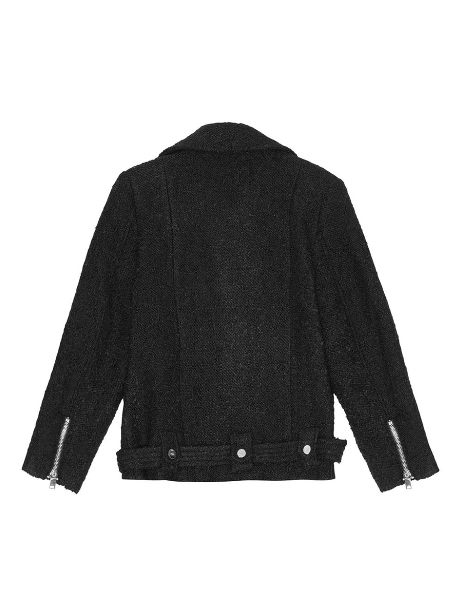 Ganni Textured Boucle Wool Jacket For Women, Sustainable Recycled Wool Blend For Versatile Tailoring