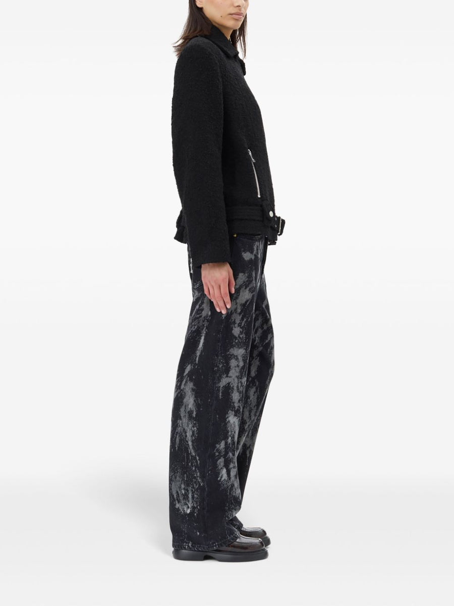 Ganni Textured Boucle Wool Jacket For Women, Sustainable Recycled Wool Blend For Versatile Tailoring
