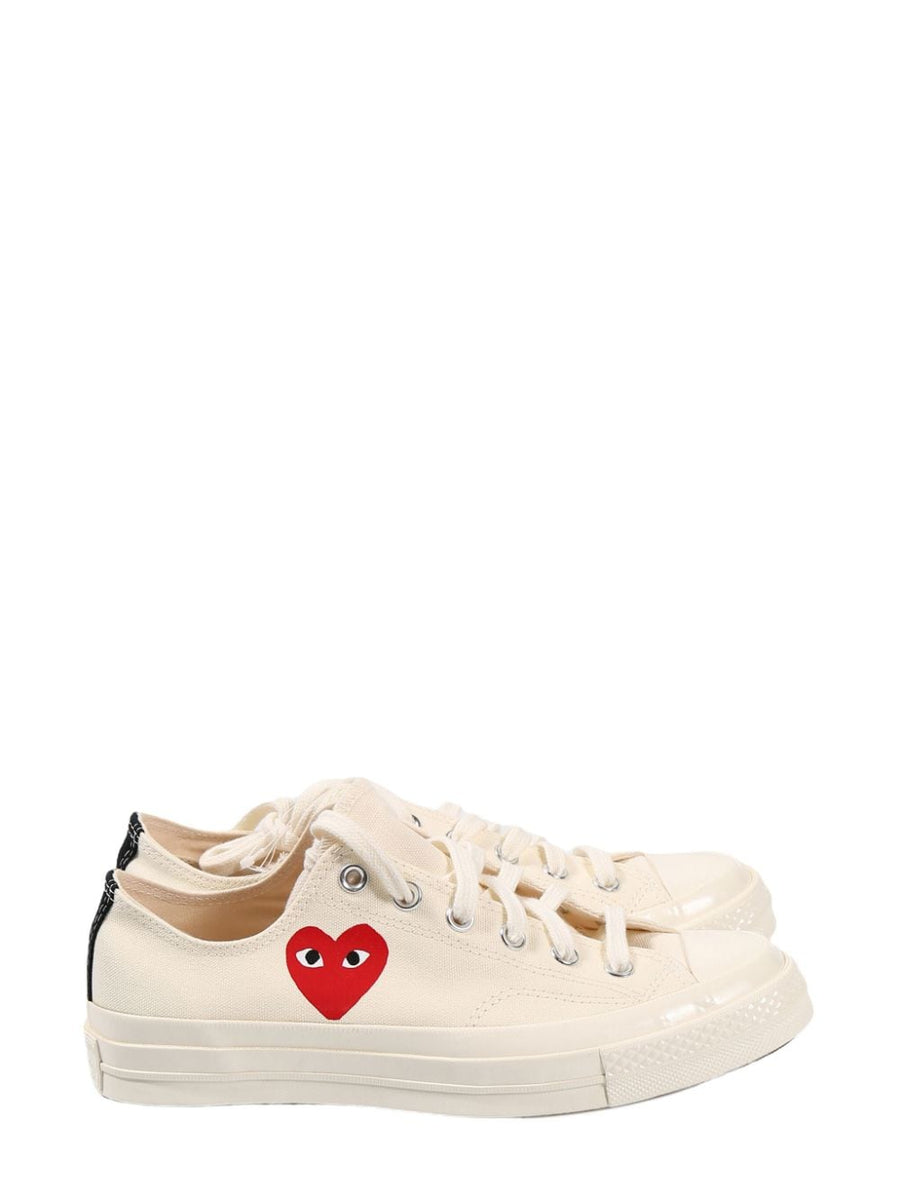 CDG Play Converse Chuck 70 OG Sneakers Beige Canvas For Men And Women Retro Collaboration
