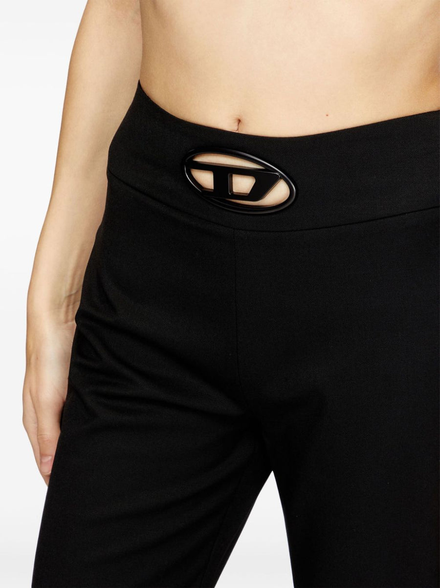 Diesel Oval D Logo Plaque Wool Blend Trousers For Women High Waisted Tailored Fit Versatile Office To Evening