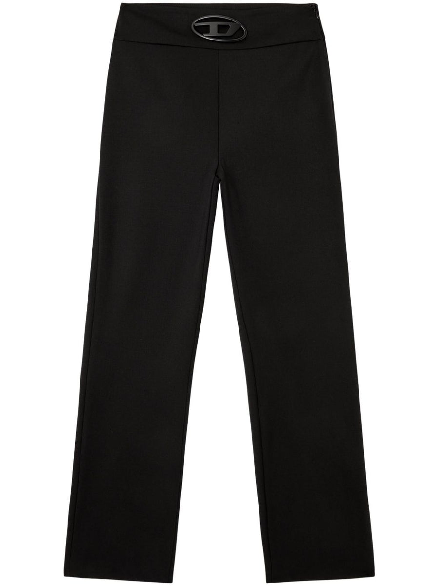 Diesel Oval D Logo Plaque Wool Blend Trousers For Women High Waisted Tailored Fit Versatile Office To Evening