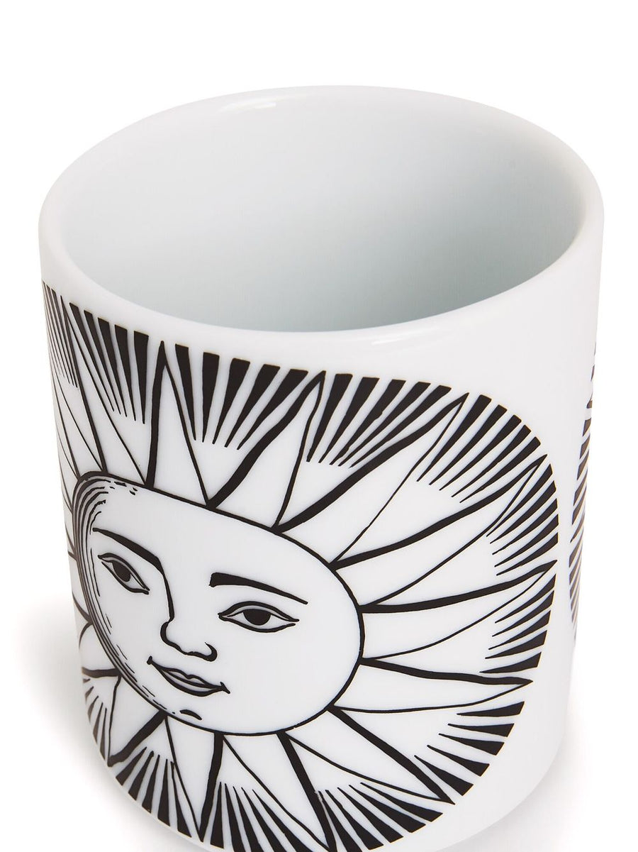 Fornasetti Pencil Holder Sole Hand Decorated Porcelain Sun Motif Luxury Desk Accessory for Women