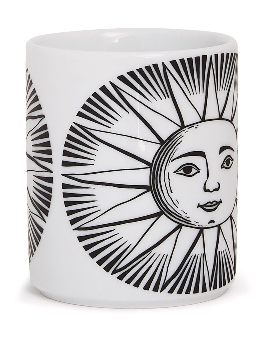 Fornasetti Pencil Holder Sole Hand Decorated Porcelain Sun Motif Luxury Desk Accessory for Women