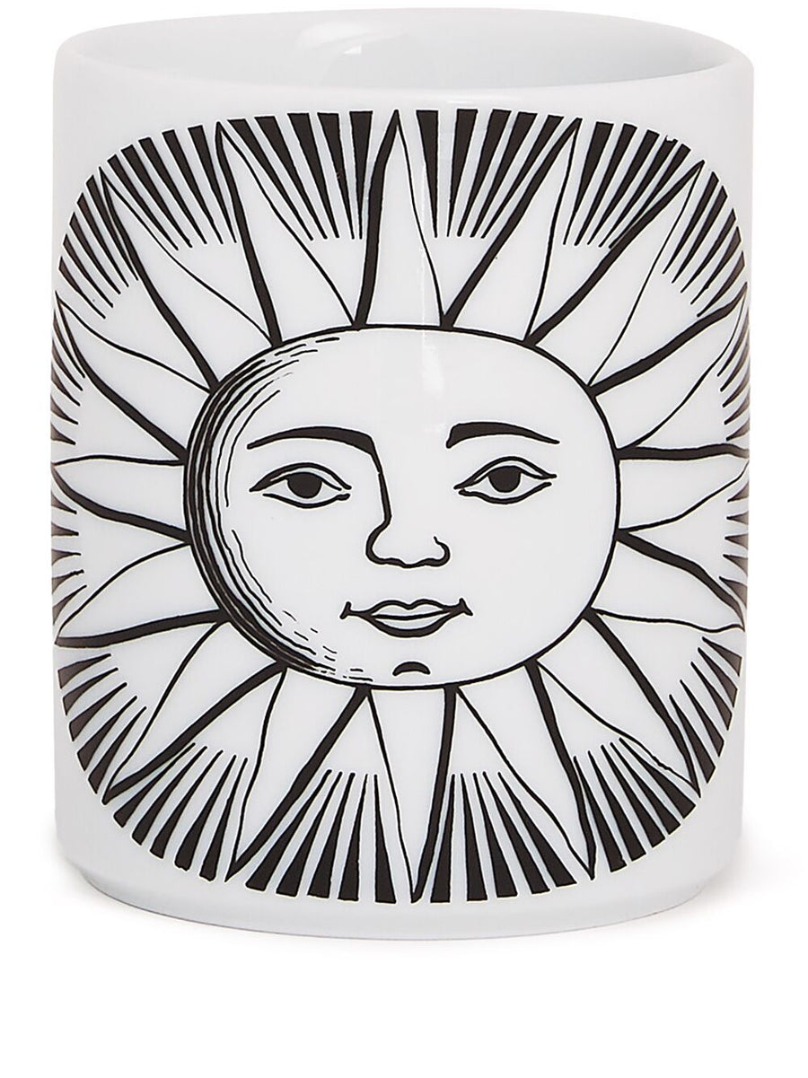Fornasetti Pencil Holder Sole Hand Decorated Porcelain Sun Motif Luxury Desk Accessory for Women